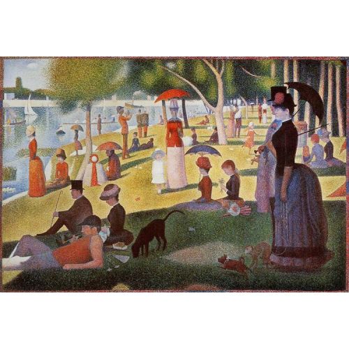 Georges Seurat, Grande Jatte Adasında Bir Pazar Öğleden Sonrası Puantilizm Sanat Akımları Kanvas Efektli Tablo, Resim