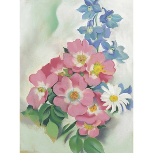 Georgia O'keeffe, Pembe Güller Ve Larkspur Georgia O'keeffe, Pembe Güller Ve Larkspur