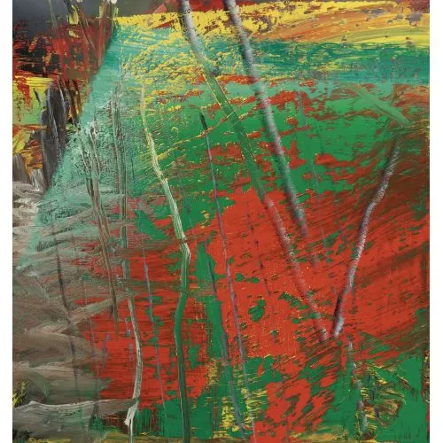 Gerhard Richter, Soyut Tablo Yeşil Ve Kırmızı 582-2 Soyut Sanat Akımları Kanvas Efektli Tablo, Resim Kağıdı Baskısı