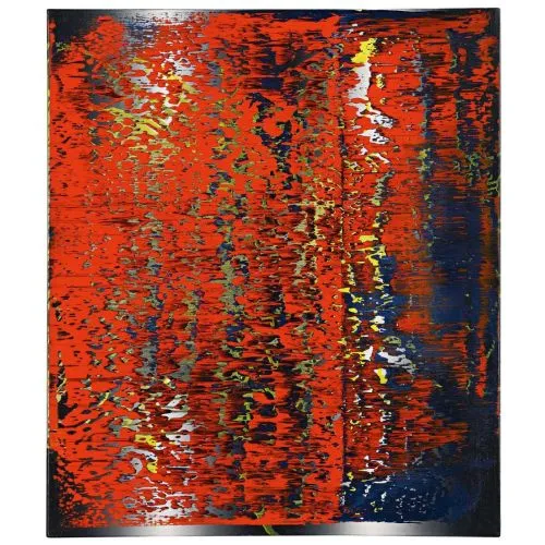 Gerhard Richter, Soyut Tablo Kırmızı Mavi 682-3 Soyut Sanat Akımları Kanvas Efektli Tablo, Resim Kağıdı Baskısı