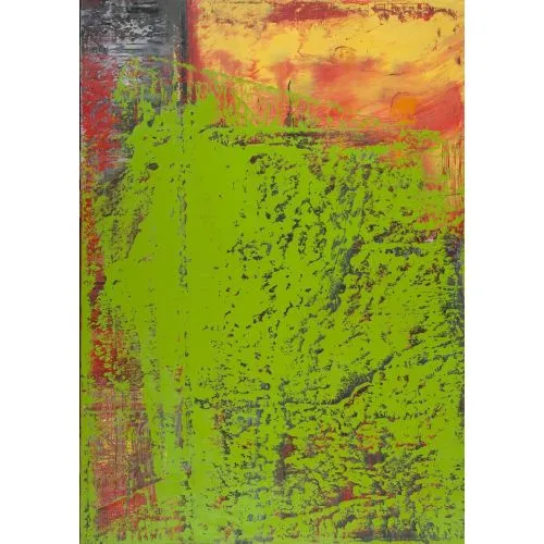Gerhard Richter, Soyut Tablo 611-1, Yeşil Soyut Sanat Akımları Kanvas Efektli Tablo, Resim Kağıdı Baskısı, Reprodüksiyon