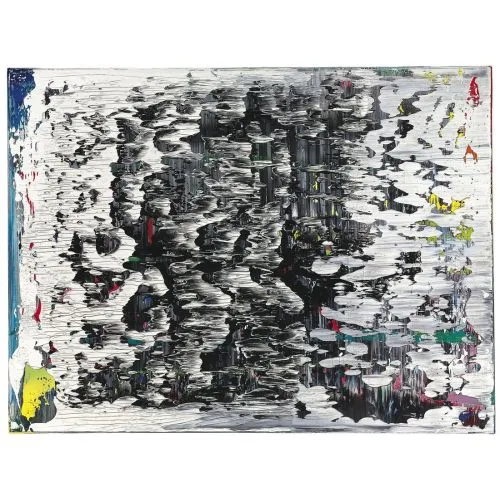 Gerhard Richter, Soyut Tablolar, Çıkıntı 5, Gri, Beyaz Soyut Sanat Akımları Kanvas Efektli Tablo, Resim Kağıdı