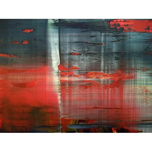 Gerhard Richter, Soyut Tablo Kırmızı Ve Yeşil Soyut Sanat Akımları Kanvas Efektli Tablo, Resim Kağıdı Baskısı