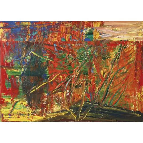 Gerhard Richter, Soyut Tablo Kırmızı B 1932 Soyut Sanat Akımları Kanvas Efektli Tablo, Resim Kağıdı Baskısı