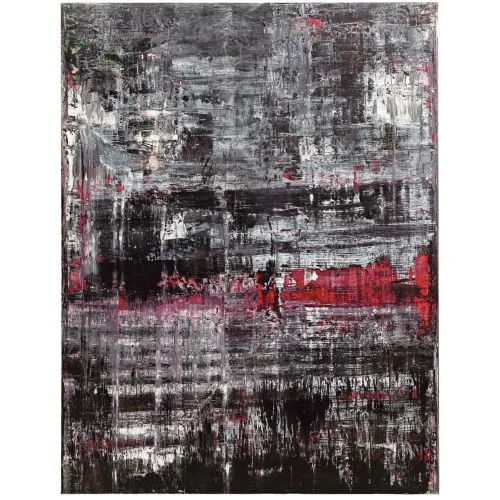 Gerhard Richter, Soyut Tablo 837-2, Birkenau, Gri, Kırmızı Soyut Sanat Akımları Kanvas Efektli Tablo, Resim Kağıdı