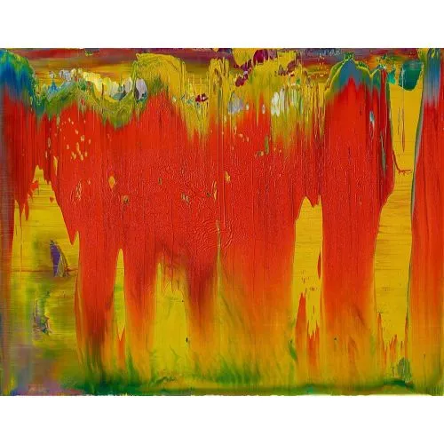 Gerhard Richter, Soyut Tablo 841-10, Sarı, Kırmızı Soyut Sanat Akımları Kanvas Efektli Tablo, Resim Kağıdı Baskısı