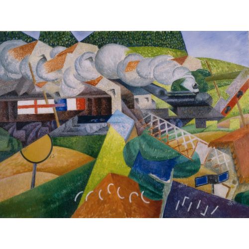 Gino Severini, Red Cross Train Passing a Village Futurism Gino Severini, Red Cross Train Passing a Village Futurism Art Movements