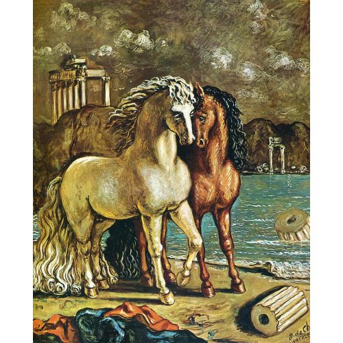 Giorgio De Chirico, Antique Horses On The Aegean Shore Giorgio De Chirico, Antique Horses On The Aegean Shore