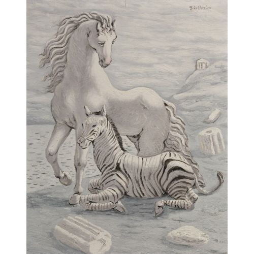 Giorgio De Chirico, Horse And Zebra By The Sea