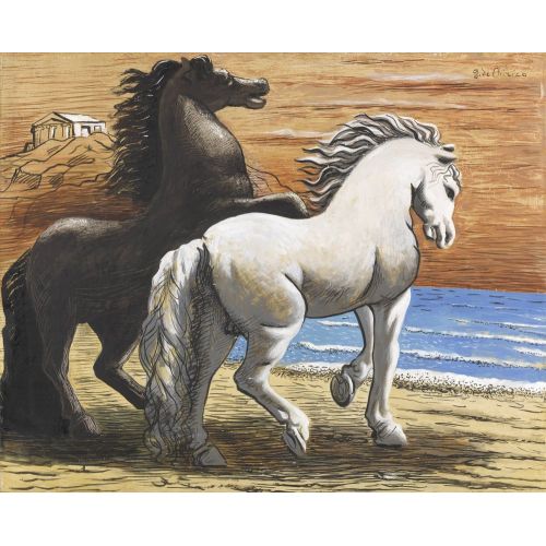 Giorgio De Chirico, Horses Galloping On The Seashore