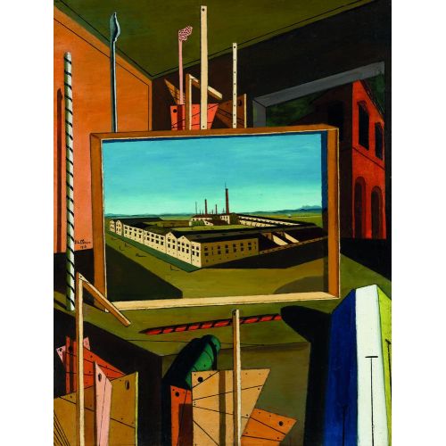Giorgio De Chirico, Metaphysical Interior With Large Factory Surrealism Giorgio De Chirico, Metaphysical Interior With Large Factory Surrealism Art Movements Canvas, Drawing Paper Prints, Reproduction