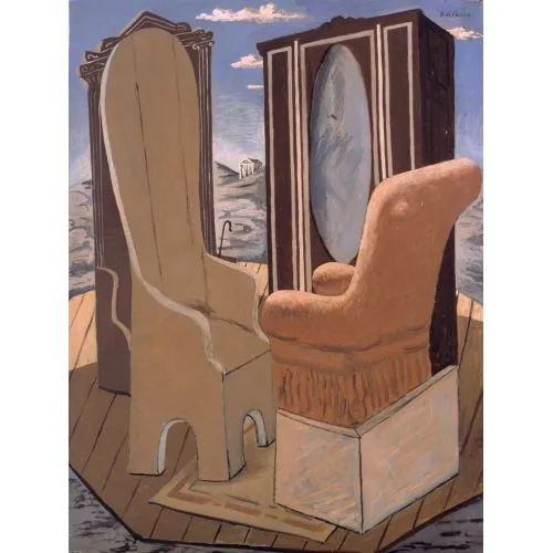Giorgio De Chirico, Vadideki Mobilyalar 7 Sürrealizm Sanat Akımları Kanvas Efektli Tablo, Resim Kağıdı Baskısı