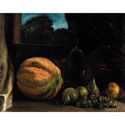 Giorgio De Chirico, Natura Morta Con Melone Ortaggi E Frutta