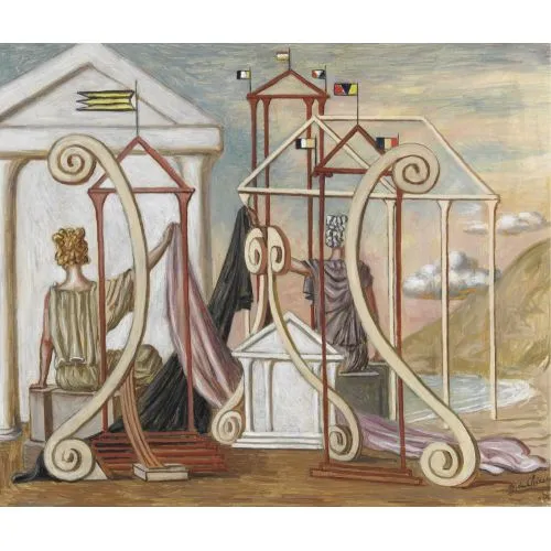 Giorgio De Chirico, Sibille In Riva Al Mare Surrealism Art Movements Canvas, Drawing Paper Prints, Reproduction Oil Painting and