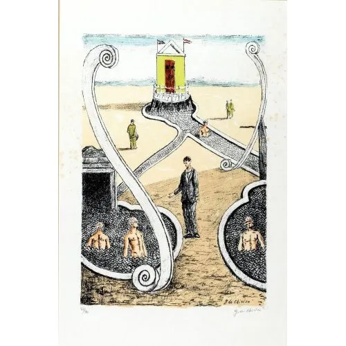 Giorgio De Chirico, The Host Of The Mysterious Bathers Surrealism Giorgio De Chirico, The Host Of The Mysterious Bathers Surrealism Art Movements Canvas, Drawing Paper Prints, Reproduction Oil