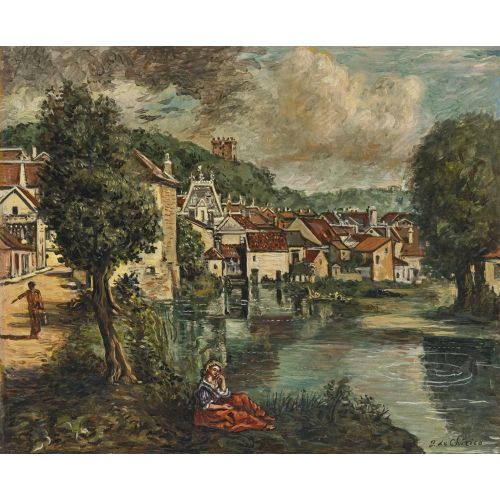 Giorgio De Chirico, Veduta Di Montbard In Borgogna