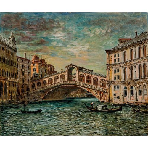 Giorgio De Chirico, Venezia Ponte Di Rialto Modernism Art Movements Canvas, Drawing Paper Prints, Reproduction Oil Painting and