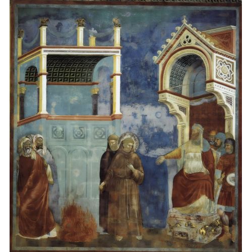 Giotto di Bondone, Ateşle İmtihan, Aziz Francis Mısır Sultanını İmana Getirmek İçin Ateşte Yürümeyi Teklif Ediyor Giotto di Bondone, Ateşle İmtihan, Aziz Francis Mısır Sultanını İmana Getirmek İçin Ateşte Yürümeyi Teklif Ediyor