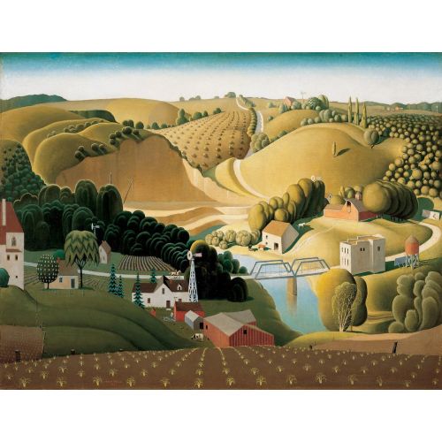 Grant Wood Stone City Iowa Landscapes Grant Wood Stone City Iowa Landscapes Canvas Prints Canvas, Drawing Paper Prints, Reproduction Oil Painting and High Resolution