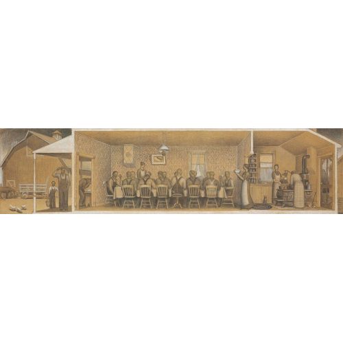 Grant Wood Study For Dinner For Threshers Regionalism Art Movements Canvas, Drawing Paper Prints, Reproduction Oil Painting and