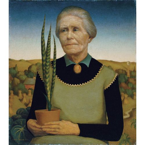 Grant Wood Bitkileri Olan Kadın