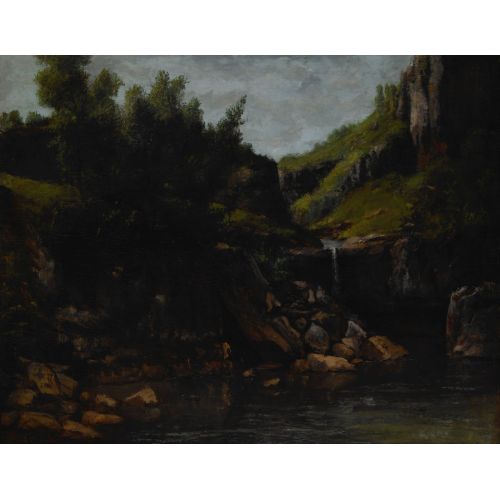 Gustave Courbet Cascade In A Rocky Landscape Realism Art Movements Canvas, Drawing Paper Prints, Reproduction Oil Painting and