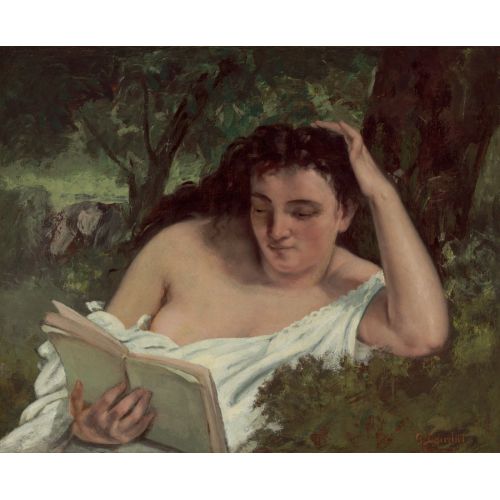 Gustave Courbet, A Young Woman Reading Realism Gustave Courbet A Young Woman Reading Realism Art Movements Canvas, Drawing Paper Prints, Reproduction Oil Painting and High