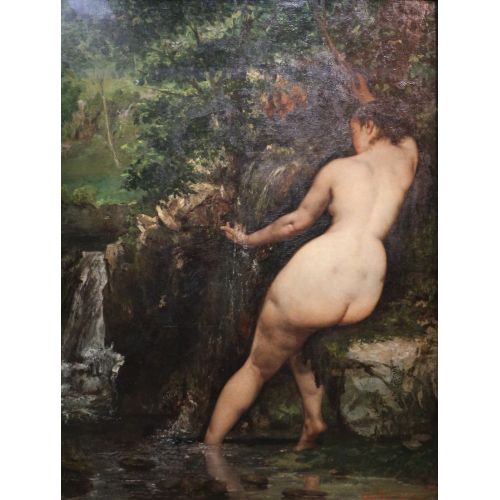 Gustave Courbet, Bagnante Alla Sorgente Realism Gustave Courbet Bagnante Alla Sorgente Realism Art Movements Canvas, Drawing Paper Prints, Reproduction Oil Painting and High