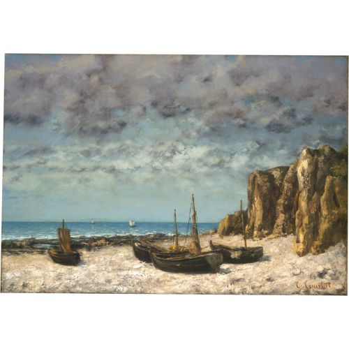 Gustave Courbet, Boats On A Beach Etretat Realism Gustave Courbet Boats On A Beach Etretat Realism Art Movements Canvas, Drawing Paper Prints, Reproduction Oil Painting and High