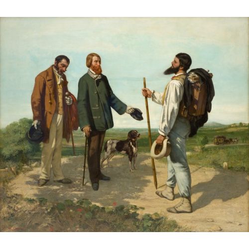 Gustave Courbet, Bonjour Monsieur Realism Gustave Courbet Bonjour Monsieur Realism Art Movements Canvas, Drawing Paper Prints, Reproduction Oil Painting and High