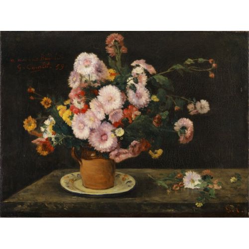 Gustave Courbet, Bouquet Dasters Realism Gustave Courbet Bouquet Dasters Realism Art Movements Canvas, Drawing Paper Prints, Reproduction Oil Painting and High Resolution