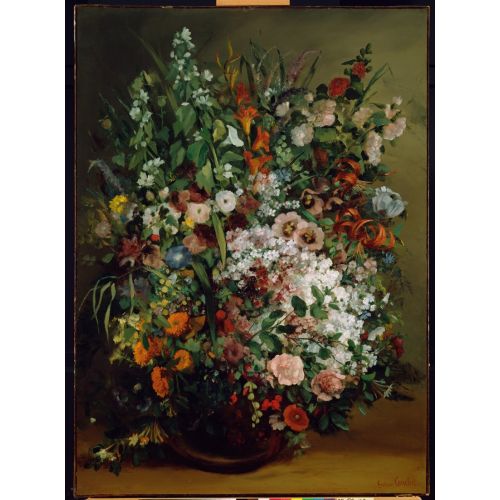 Gustave Courbet, Bouquet Of Flowers In A Vase Realism Gustave Courbet Bouquet Of Flowers In A Vase Realism Art Movements Canvas, Drawing Paper Prints, Reproduction Oil Painting and