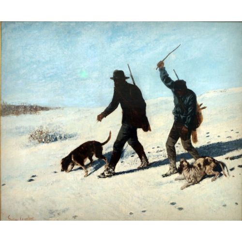 Gustave Courbet, Bracconieri Sulla Neve Realism Gustave Courbet Bracconieri Sulla Neve Realism Art Movements Canvas, Drawing Paper Prints, Reproduction Oil Painting and High