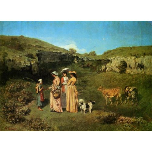 Gustave Courbet, The Village Maidens Oil Painting Gustave Courbet, The Village Maidens Oil Painting