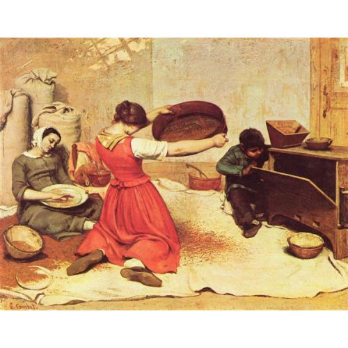 Gustave Courbet The Wheat Sifters Oil Painting Realism Art Movements Canvas, Drawing Paper Prints, Reproduction Oil Painting and