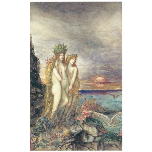 Gustave Moreau, Sirenler Sembolizm Gustave Moreau, Sirenler Sembolizm Sanat Akımları Kanvas Efektli Tablo, Resim Kağıdı Baskısı, Reprodüksiyon ve Yüksek