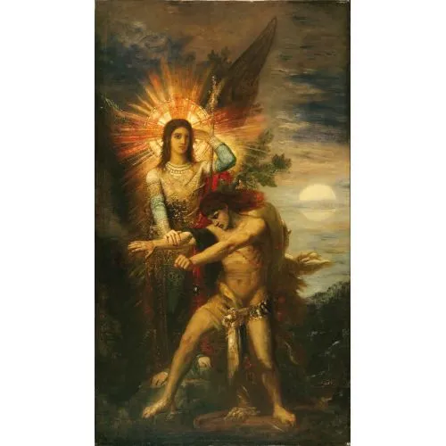 Gustave Moreau, Jacob And The Angel Symbolism Gustave Moreau, Jacob And The Angel Symbolism Art Movements Canvas, Drawing Paper Prints, Reproduction Oil Painting and High