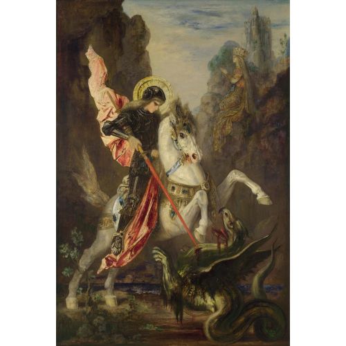 Gustave Moreau, Saint Georges Et Le Dragon Symbolism Gustave Moreau, Saint Georges Et Le Dragon Symbolism Art Movements Canvas, Drawing Paper Prints, Reproduction Oil Painting and