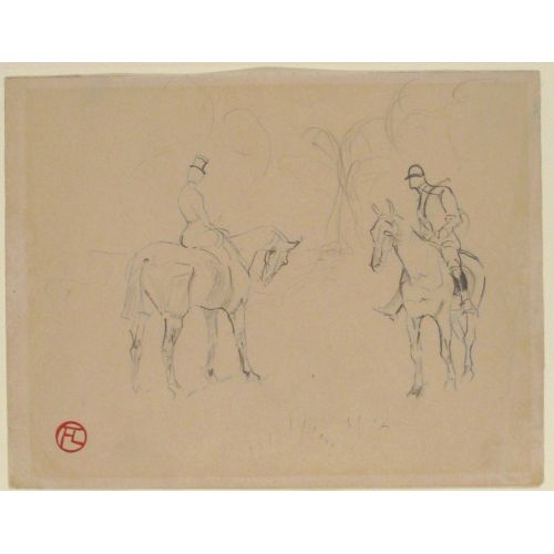 Henri De Toulouse Lautrec A Woman And A Man On Horseback