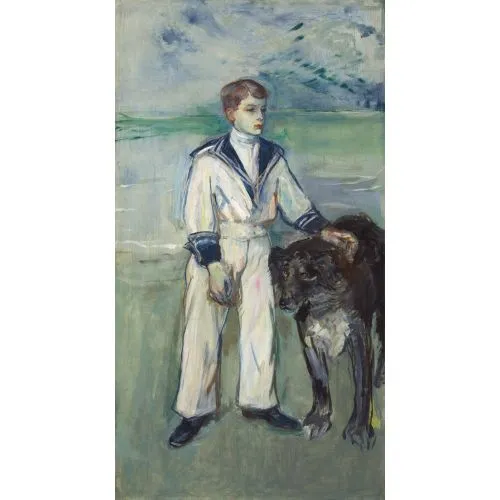Henri De Toulouse Lautrec The Child With The Dog Post Impressionism Art Movements Canvas, Drawing Paper Prints, Reproduction Oil