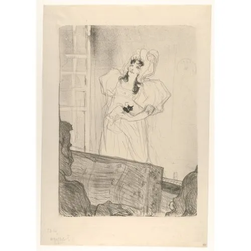 Henri De Toulouse Lautrec Bayan May Belfort Orta Tabak Post Empresyonizm Sanat Akımları Kanvas Efektli Tablo, Resim Kağıdı