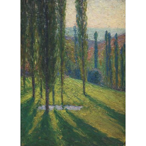 Henri Martin, Les Peupliers A Labastide-Du-Vert, Forest Oil Paintings