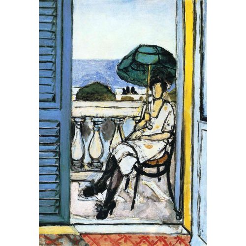 Henri Matisse, Bir Balkonda Yeşil Bir Şemsiye İle Kadın Henri Matisse, Bir Balkonda Yeşil Bir Şemsiye İle Kadın