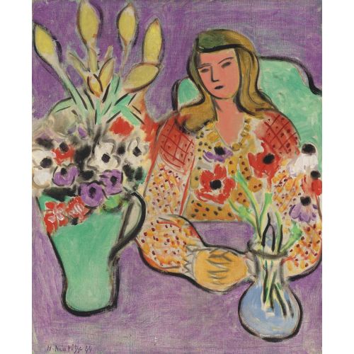 Henri Matisse, Mor Zemin Üzerine Anemon İle Genç Kız