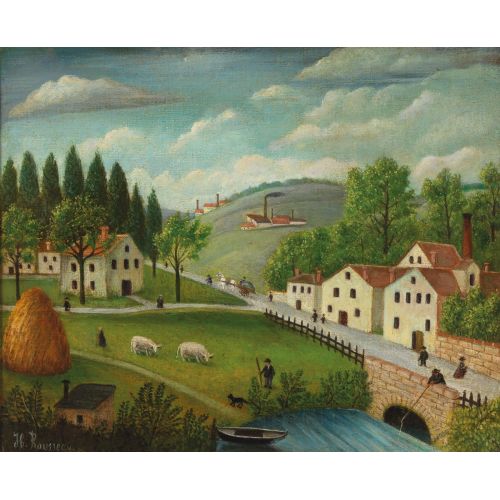 Henri Rousseau, Dere, Balıkçı Ve Gezginlerle Pastoral Manzara Henri Rousseau, Dere, Balıkçı Ve Gezginlerle Pastoral Manzara