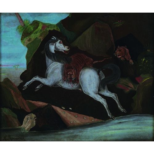 Henri Rousseau, Cheval Attaque Par Deux Tigres