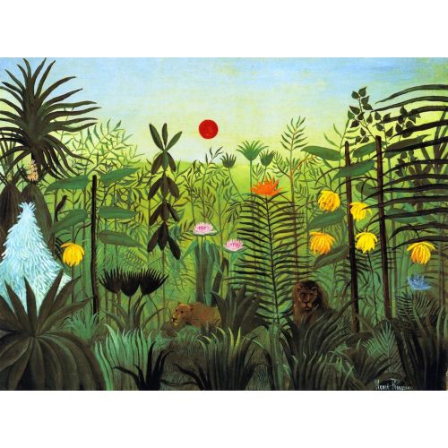 Henri Rousseau, Afrika'da Aslan Ve Dişi Aslan Ile Egzotik Manzara Henri Rousseau, Afrika'da Aslan Ve Dişi Aslan Ile Egzotik Manzara