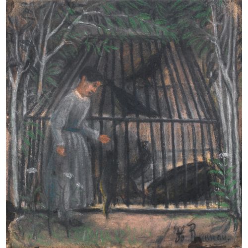 Henri Rousseau, Jeune Fille A La Voliere Henri Rousseau, Jeune Fille A La Voliere