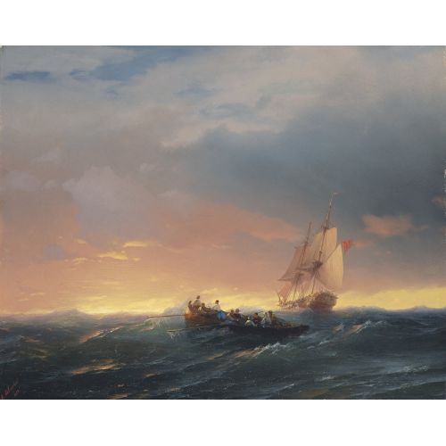 Ivan Aivazovsky, Vessels In A Swell At Sunset Ivan Aivazovsky, Vessels In A Swell At Sunset