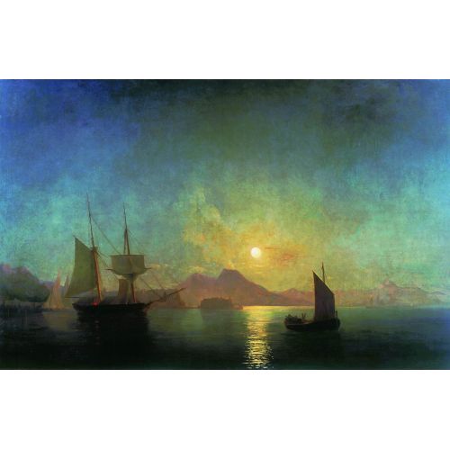 Ivan Aivazovsky, View Of Vesuvius On The Moonlit Night Of Ivan Aivazovsky, View Of Vesuvius On The Moonlit Night Of